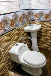 a bathroom with a toilet and a sink at Hotel Los Andes Boutique in Huaraz