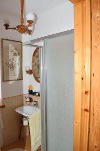a bathroom with a shower and a sink at Casa Rosa in Pescasseroli