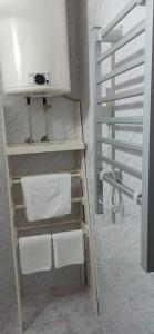 a bathroom with white towels on a shelf at Apartman Nina, Kopaonik, Brzeće, Kod Gondole in Brzeće +28 photos