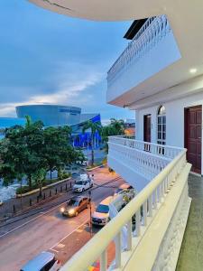 a view of a street from a balcony of a building at Landcons Hotel & Resort in Pantai Cenang