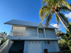 拉薩林勒班的住宿－JOLIE CREOLE- Villa sur le lagon，前面有棕榈树的房子