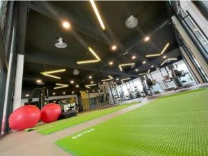 a gym with red balls on a green floor at EG Home - The Cove Hillside Residence in Ipoh