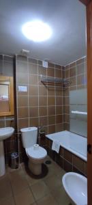 łazienka z toaletą, umywalką i wanną w obiekcie Apartamentos Boabdil w mieście Sierra Nevada