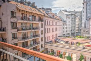 Výhľad na mesto Budapešť alebo výhľad na mesto priamo z apartmánového hotela