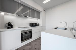 Kuchyň nebo kuchyňský kout v ubytování Phaedrus Living City Center Luxury Flat Neos Kosmos