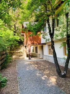 een huis met een boom ervoor bij Departamento M&L in San Martín de los Andes