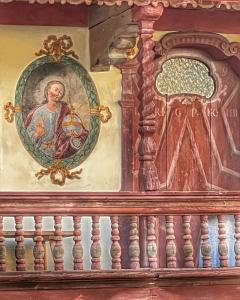 a painting of a pope on the wall of a building at Das Schusterhäusl - Urlaub im oberbayerischen Baudenkmal in Samerberg
