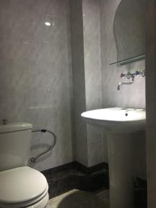 une salle de bains avec toilettes et lavabo dans l'établissement Аппартамент Мтацминда, à Tbilissi