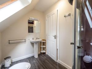 un bagno con lavandino e doccia di The Cottage at Corriness House ad Achnasheen Altre 14 foto