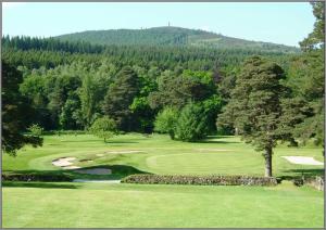 a view of a golf course with a green at Shieling Beag in Banchory