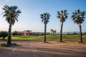 a group of palm trees in front of a house at Casa Cariño @ Hacienda del Alamo Golf resort in Fuente Alamo