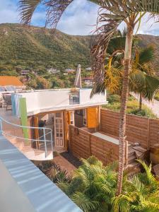 a view of a house with a palm tree at Hotel Oasis in Grande Anse