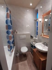 Apartment Karla في غارميش - بارتنكيرشين: حمام به مرحاض أبيض ومغسلة