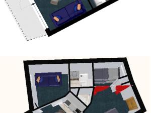 a floor plan of a bedroom and a living room at Appartement Val-d'Isère, 2 pièces, 6 personnes - FR-1-694-121 in Val-d'Isère