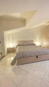 una camera da letto con un grande letto in una stanza bianca di TDC Home a Vallo della Lucania