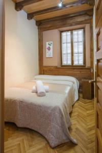 1 dormitorio con 1 cama con 2 almohadas en Apartamentos turisticos Avila Villa Carmen I, en Ávila