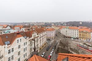 a view of a city with buildings and a street at Duplex Flat in Nusle by Prague Days in Prague
