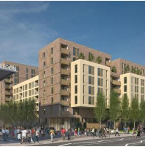 a group of people walking in front of a building at Thats The Pad - 2 Bedroom pied-a-terre apartment in Wimbledon in London