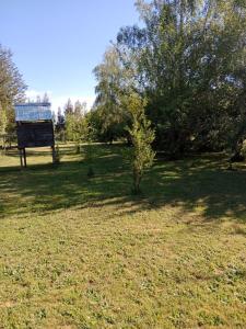 un parc avec un banc au milieu d'un champ dans l'établissement Casa parcela Frutillar, à Frutillar