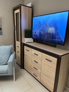 Televízia a/alebo spoločenská miestnosť v ubytovaní EXPO KRUPÓWKI 60 APARTMENT