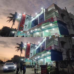 un edificio con un coche aparcado fuera de él en Hotel Padma Shree , Madurai - Near Airport en Madurai