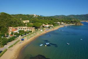 an aerial view of a beach with boats in the water at Residence Le Acacie in Capoliveri
