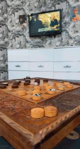 a chess board on a table in a room at Şişli harbiye kat iki in Istanbul