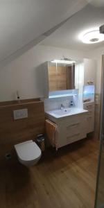 a bathroom with a white toilet and a sink at lovely apartment 