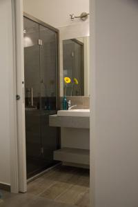 ein Bad mit einem Waschbecken und einem Spiegel in der Unterkunft Happy Home in Fiumicino
