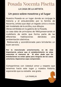 een pagina van een tekst met een foto van een vrouw bij Posada Nocenta Pisetta in Chilecito