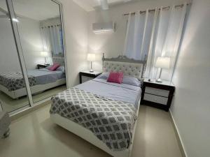 Postel nebo postele na pokoji v ubytování C1 Moderno-Hermoso apart completo con terraza