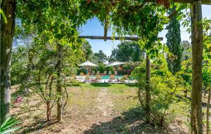 a view of a garden with a pool in the background at Villa Luca in Vitorchiano +47 photos
