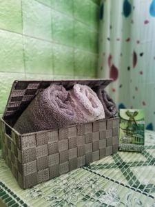 pudełko ręczników na blacie w łazience w obiekcie Stan na dan Goran Pale w mieście Pale