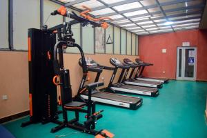 a row of tread machines in a gym at Complete specious and central apartment in n Nairobi - Kilimani in Nairobi