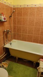 a bath tub in a bathroom with a shower at Rami nakvynė Panevėžyje in Panevėžys