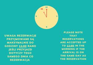 a diagram of a clock with descriptions of the time at Willa Nad Potokiem in Białka Tatrzańska