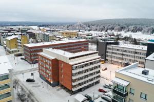an aerial view of a city with buildings at Bellarova Apartments I in Rovaniemi