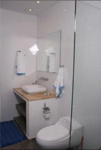 a bathroom with a toilet and a sink at Casa Girardot in Ricaurte