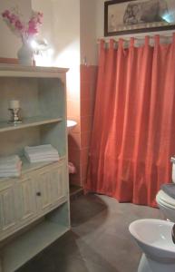 トリノにあるSan Quintino B&Bのバスルーム(トイレ、シャワーカーテン付)