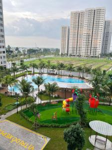 an aerial view of a park with a playground at Bống Homestay in Tân Ðiền