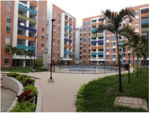 une passerelle avec des palmiers et des bâtiments dans une ville dans l'établissement Comfortable, amplio y tranquilo apartamento, à Cali