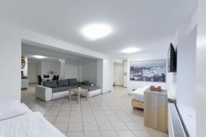 a living room with a couch and a table at T&K Apartments - Dusseldorf - 2 rooms - Ground floor in Düsseldorf