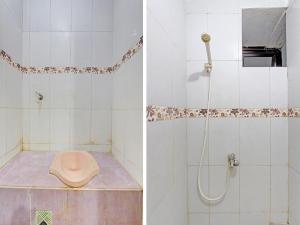 twee foto's van een badkamer met een toilet en een douche bij OYO Life 2546 Griya Widya Syariah in Klaten