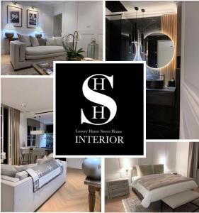 a collage of photos of a living room and kitchen at A 2 pas de la croisette in Cannes