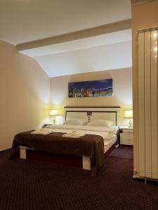 a bedroom with a large bed in a room at Francesca Residence in Bucharest
