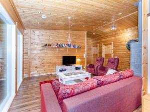 uma sala de estar com um sofá e uma televisão em Holiday Home Kolin mesikämmen by Interhome em Kolinkylä