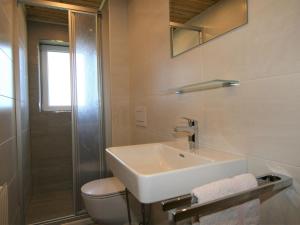 a bathroom with a sink and a toilet and a shower at Apartment Unterflöber-3 by Interhome in Großhartberg