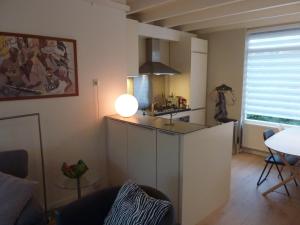 - une cuisine avec évier et comptoir dans la chambre dans l'établissement Sfeervolle villa in Gasselte Drenthe bij Hemelriek, à Gasselte