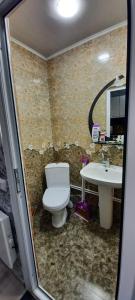 een badkamer met een toilet en een wastafel bij G&S Guest House in Gjoemri