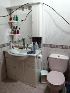 y baño con aseo y lavamanos. en Casa Véronique, en Soajo